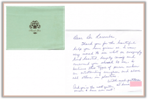 heartfelt letter from patient to dr. victor lacombe expressing delight with cosmetic surgery results