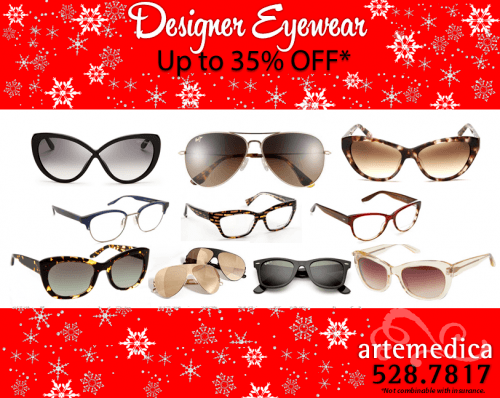 Enjoy up to 35% off Designer Eyewear at Artemedica Optica.