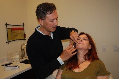 Dr. Victor Lacombe injecting Restylane Silk at Artemedica, his Santa Rosa Plastic Surgery practice.