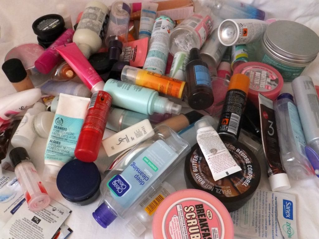 pile of various skincare products