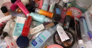 Clutter of skin care products