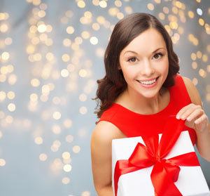 Woman with Gift wrapped present