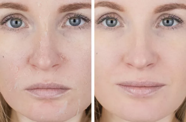 before and after pixel peel at a medical spa