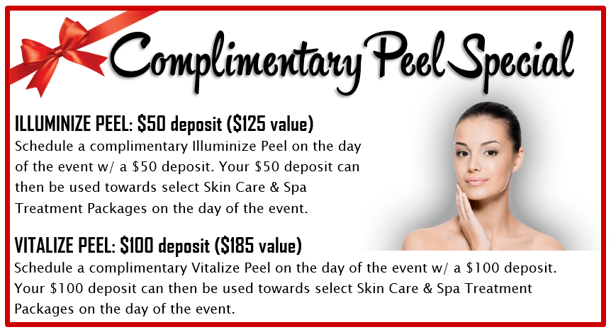Stop by our 5th Annual Holiday & Peel Event for complimentary peel specials
