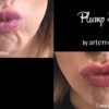 before and after artemedica client uses artemedica makeup plump + tint lip serum