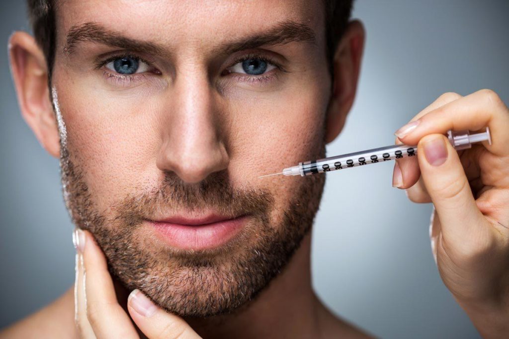 Man receiving botox injection