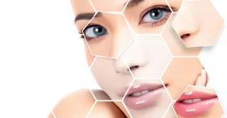 Close up of woman's face, highlighting her eyes, nose, and mouth.