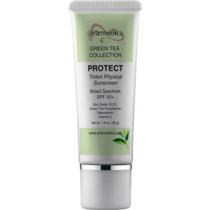 Artemedica skincare Green Tea collection protect tinted physical sunscreen