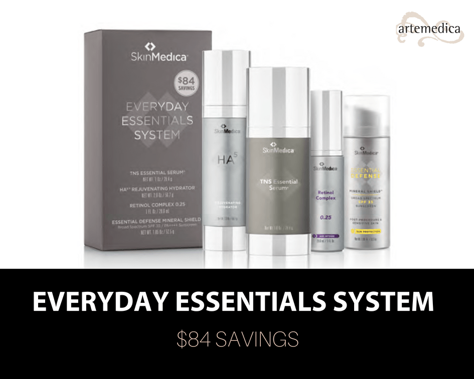 lineup of skinmedica everyday essential system skincare