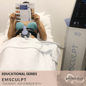 woman receiving emsculpt at artemedica