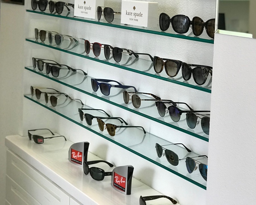designer sunglasses display at artemedica in sonoma county