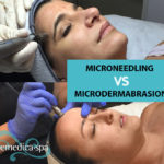 two women receiving microdermabrasion and microneedling skin care treatments at artmedica