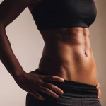close up of a female body with strong abdominal muscles
