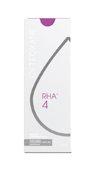 Teoxane Teosyal RHA 4 hyaluronic acid with lidocaine to treat moderate dynamic wrinkles and lines