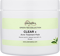 artemedica skincare green tea collection clear+ acne treatment pads