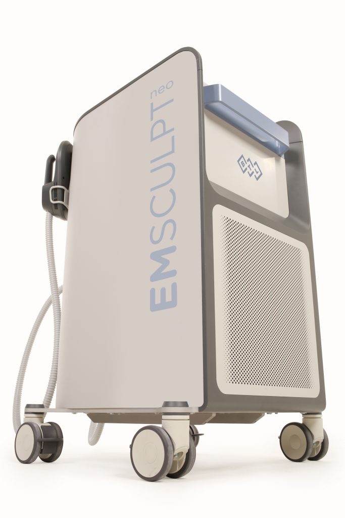 The emsculpt neo system burns fat and builds muscle 