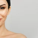 Woman's face showing potential uses of Restylane Contour to enhance cheeks and correct midface contour deficiencies