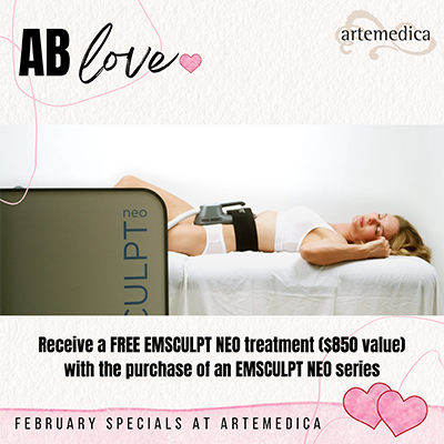 Free EmSculpt NEO treatment with the purchase of an EmSculpt NEO series at Artemedica February 2022