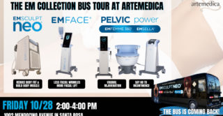 The EM Collection Bus Tour Event Flyer, Friday, October 28, 2022 from 2:00pm to 4:00pm at Artemedica in Santa Rosa