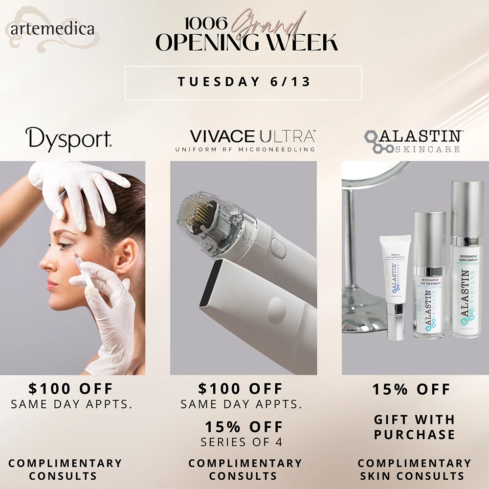 1006 Grand Opening Week event, Tuesday June 13, 2023 treatment specials
