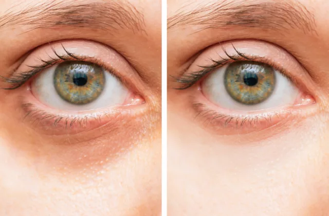 dark undereye circle before and after Restylane Eyelight tear trough filler