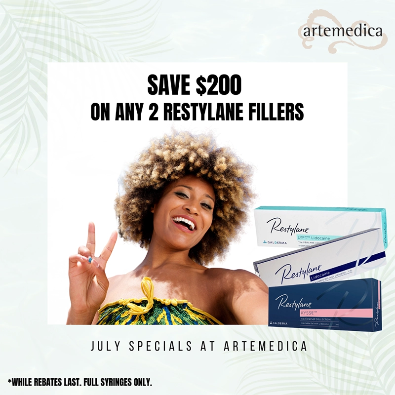 Artemedica July 2023 special offer Save $200 on any 2 Restylane Fillers