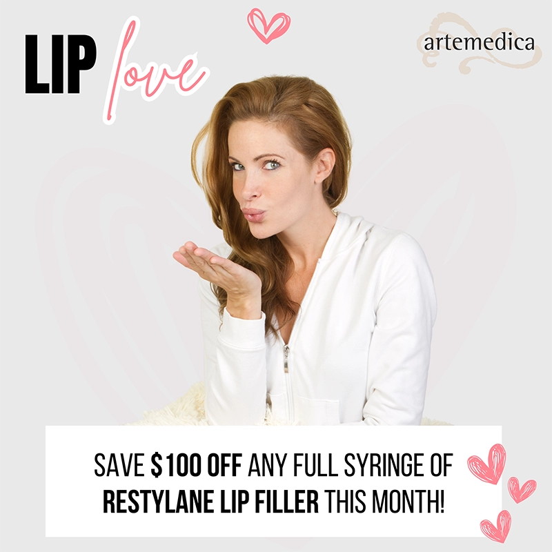 February 2024 special offer on Restylane lip filler $100 off