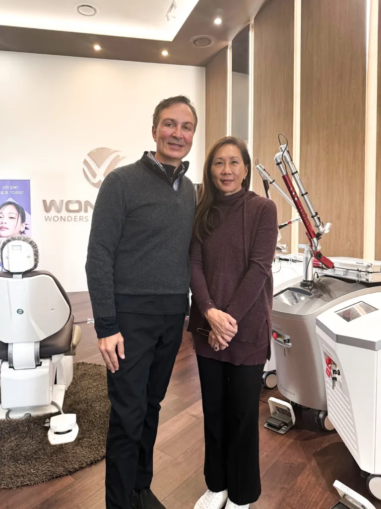 Artemedica's Dr. Victor Lacombe and Alice Chiang visiting the Wontech PicoMajesty laser HQ in South Korea