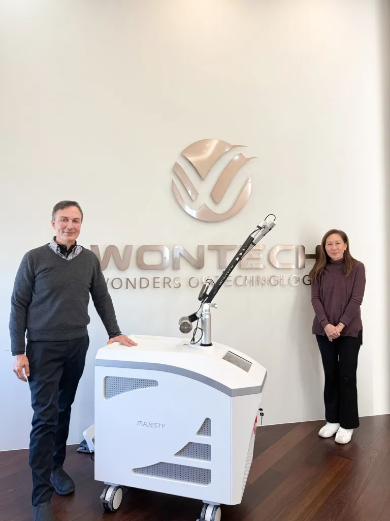 Artemedica's Dr. Victor Lacombe and Alice Chiang visiting the Wontech PicoMajesty laser HQ in South Korea