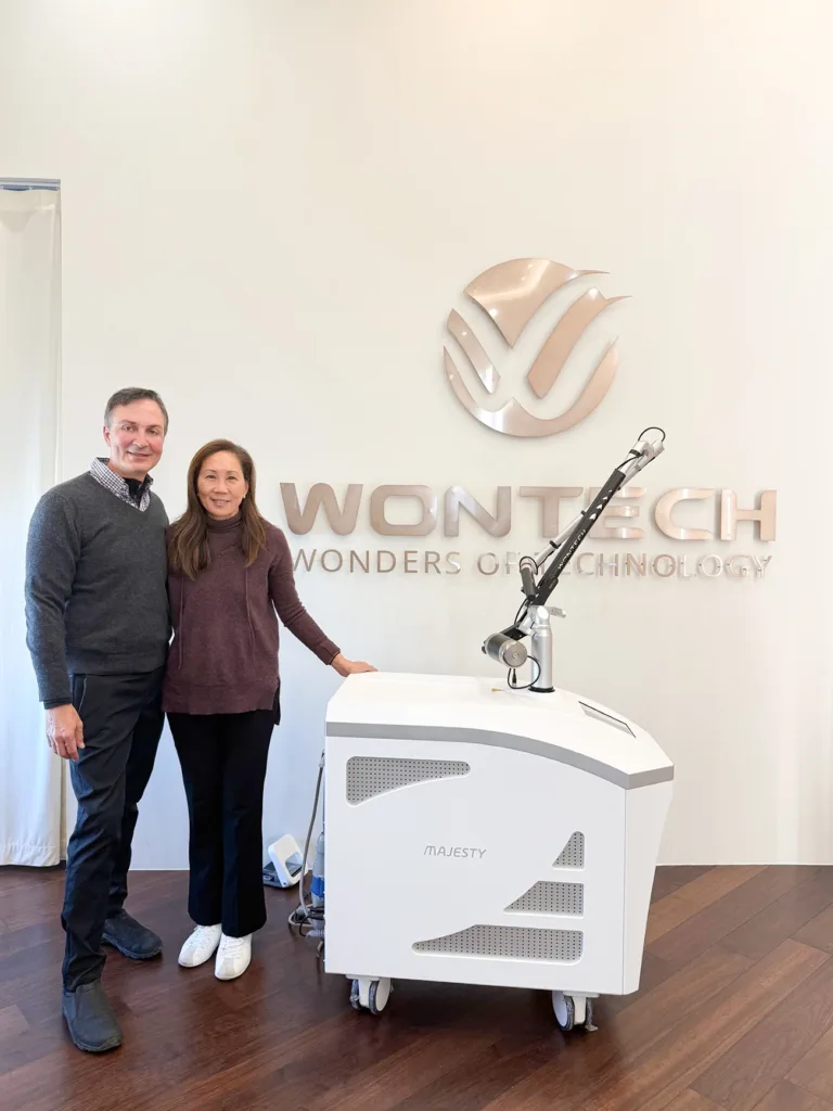 Artemedica's Dr. Victor Lacombe and Alice Chiang visiting the Wontech PicoMajesty laser HQ in South Korea