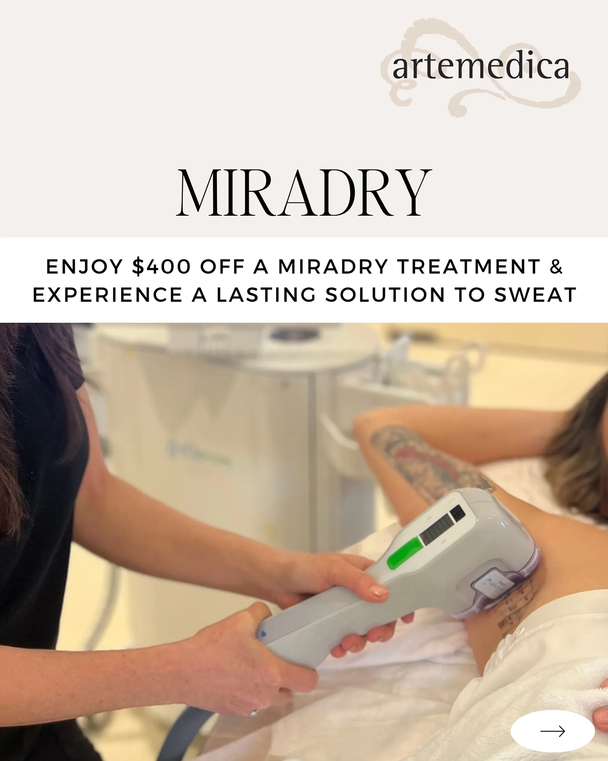 miraDry specials at Artemedica for April 2026