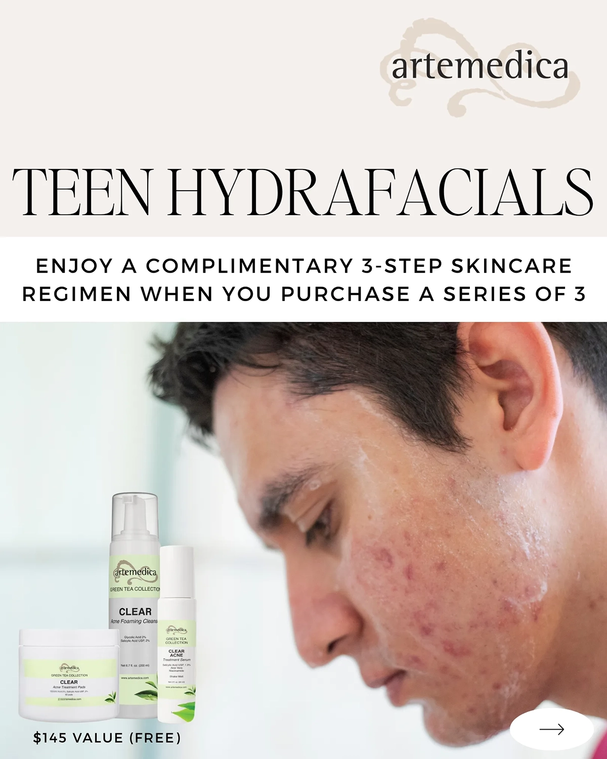 Teen Hydrafacials specials at Artemedica for April 2026