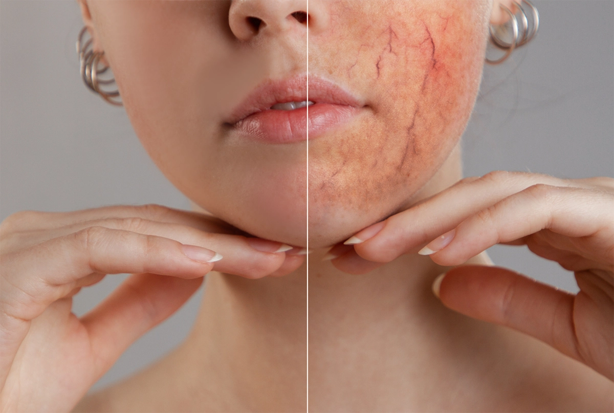Before and after images of Vbeam laser treatment for vascular skin conditions