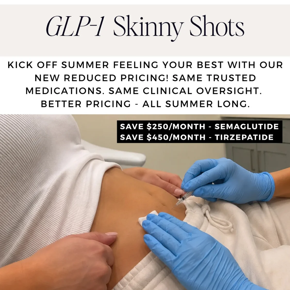 An infographic showing the GLP-1 Skinny Shot specials at Artemedica for June 2026