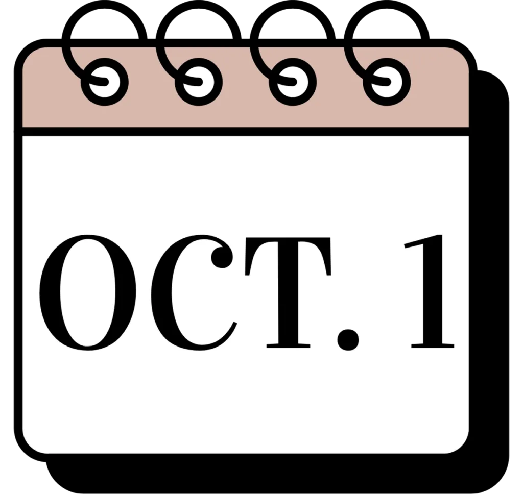 A pink and white calendar displaying the date Oct. 1, the day of Artemedica's 16th annual Open House event in Santa Rosa, California